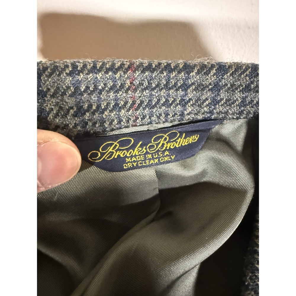 VINTAGE Brooks Brothers Blazer Size 46L Brown Houndstooth Plaid Union Wool USA - Picture 9 of 16